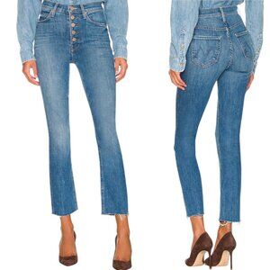 Mother The Pixie Dazzler Ankle Fray Jeans Size 27 In Beginner’s Luck Wash Blue